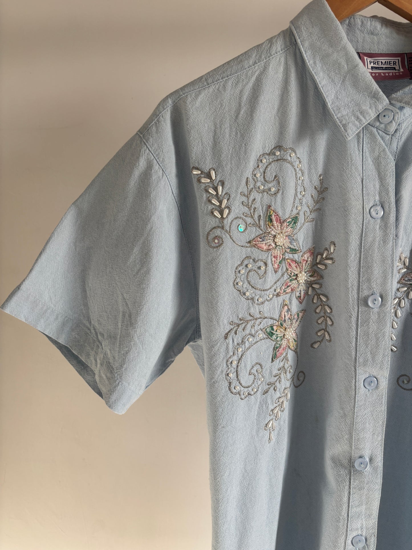 Blue Embroidered Shirt