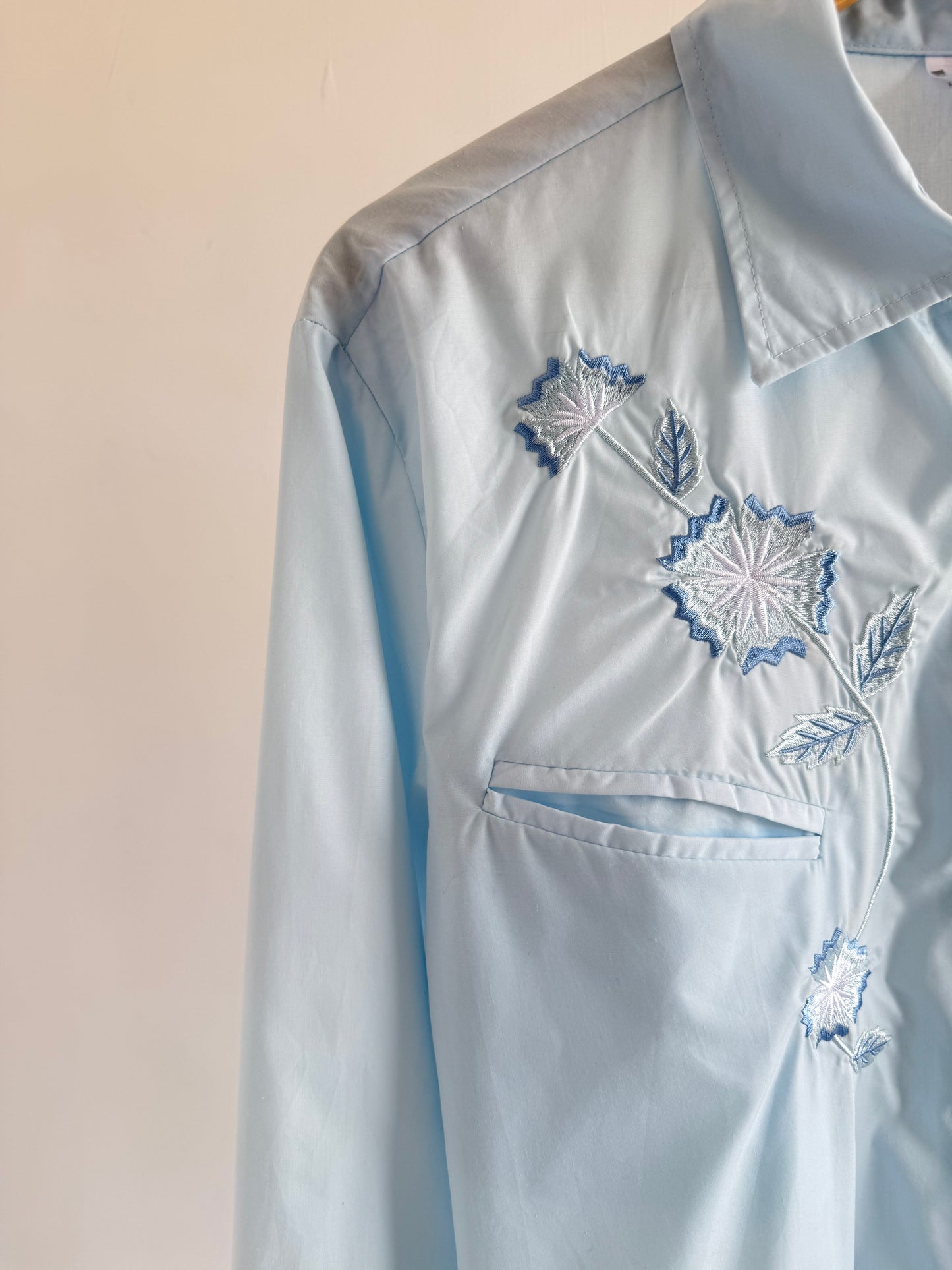 Sky Blue Embroidered Shirt