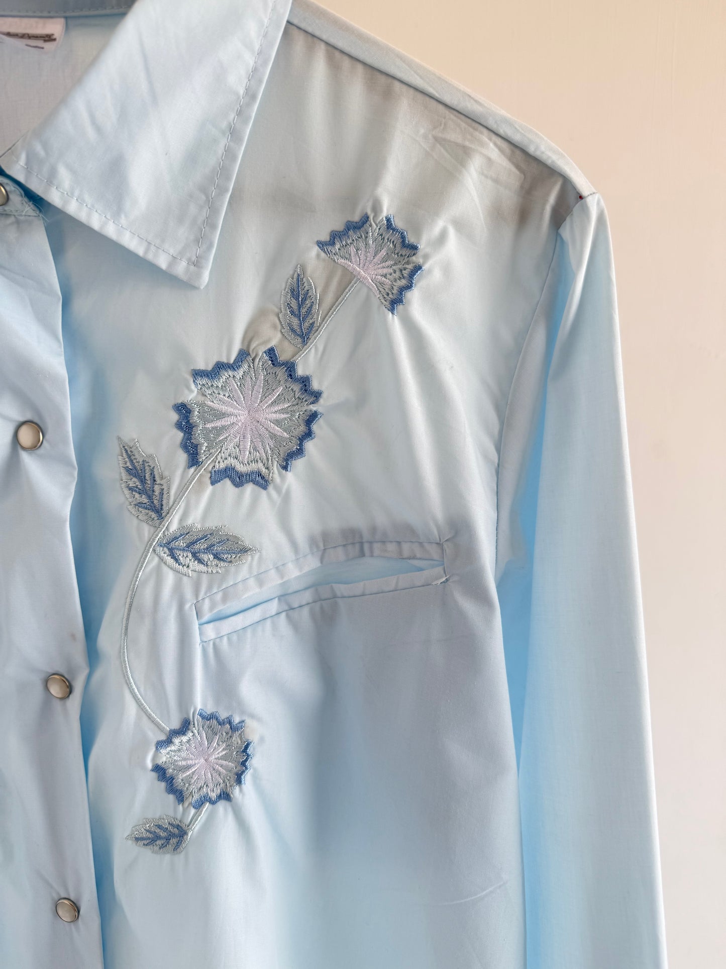 Sky Blue Embroidered Shirt