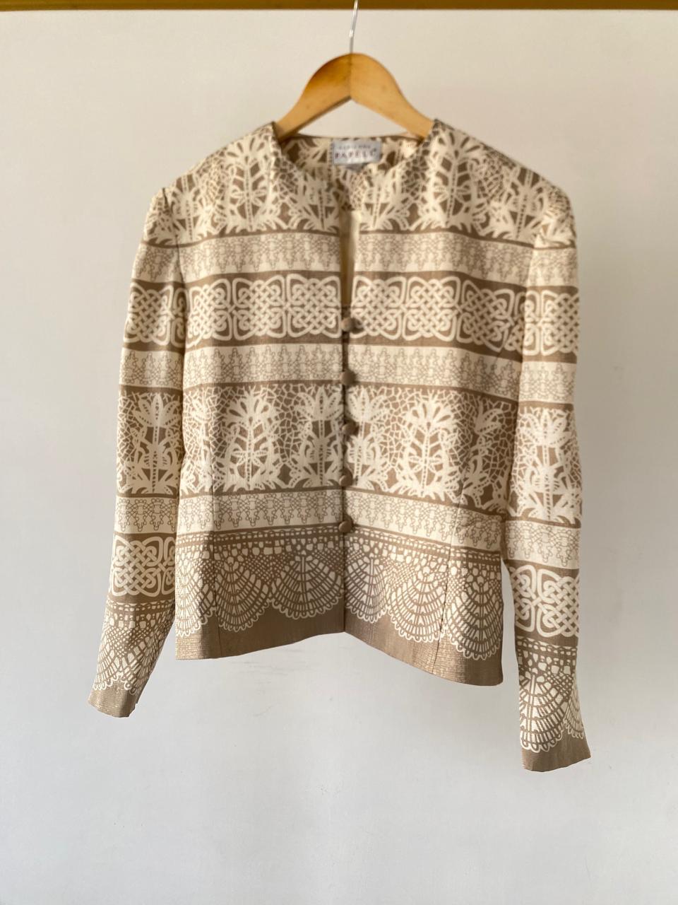 Pattern Cream blazer top