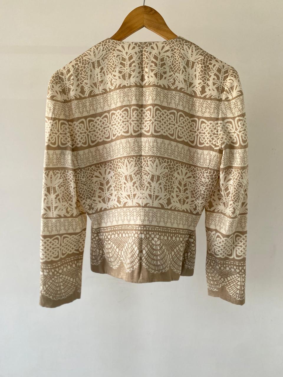 Pattern Cream blazer top