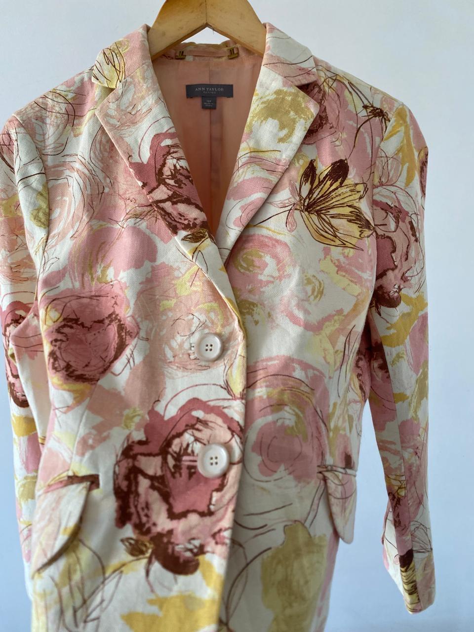 Peach Yellow Flowers Blazer