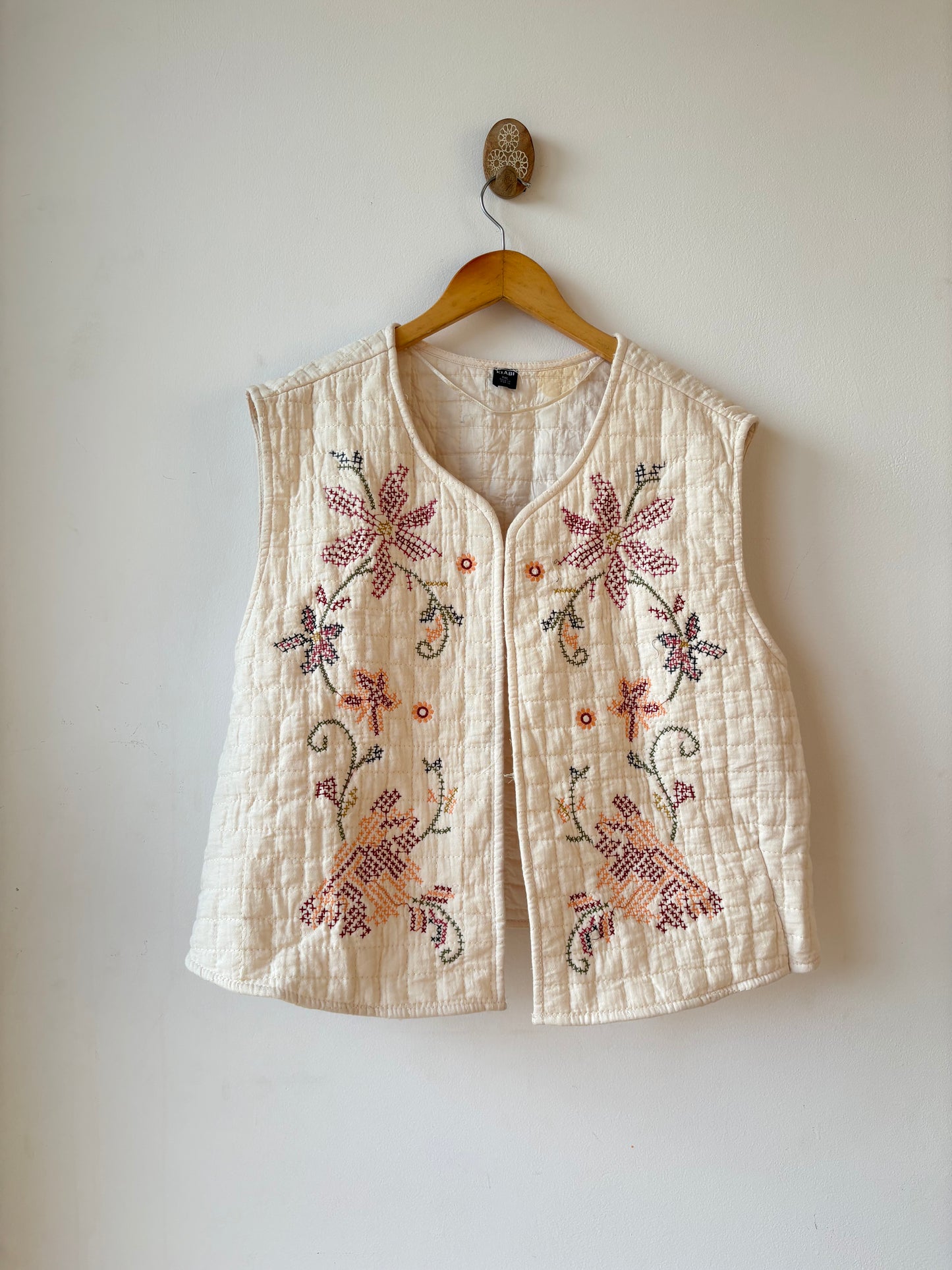 Embroidered Ivory  Quilted vest