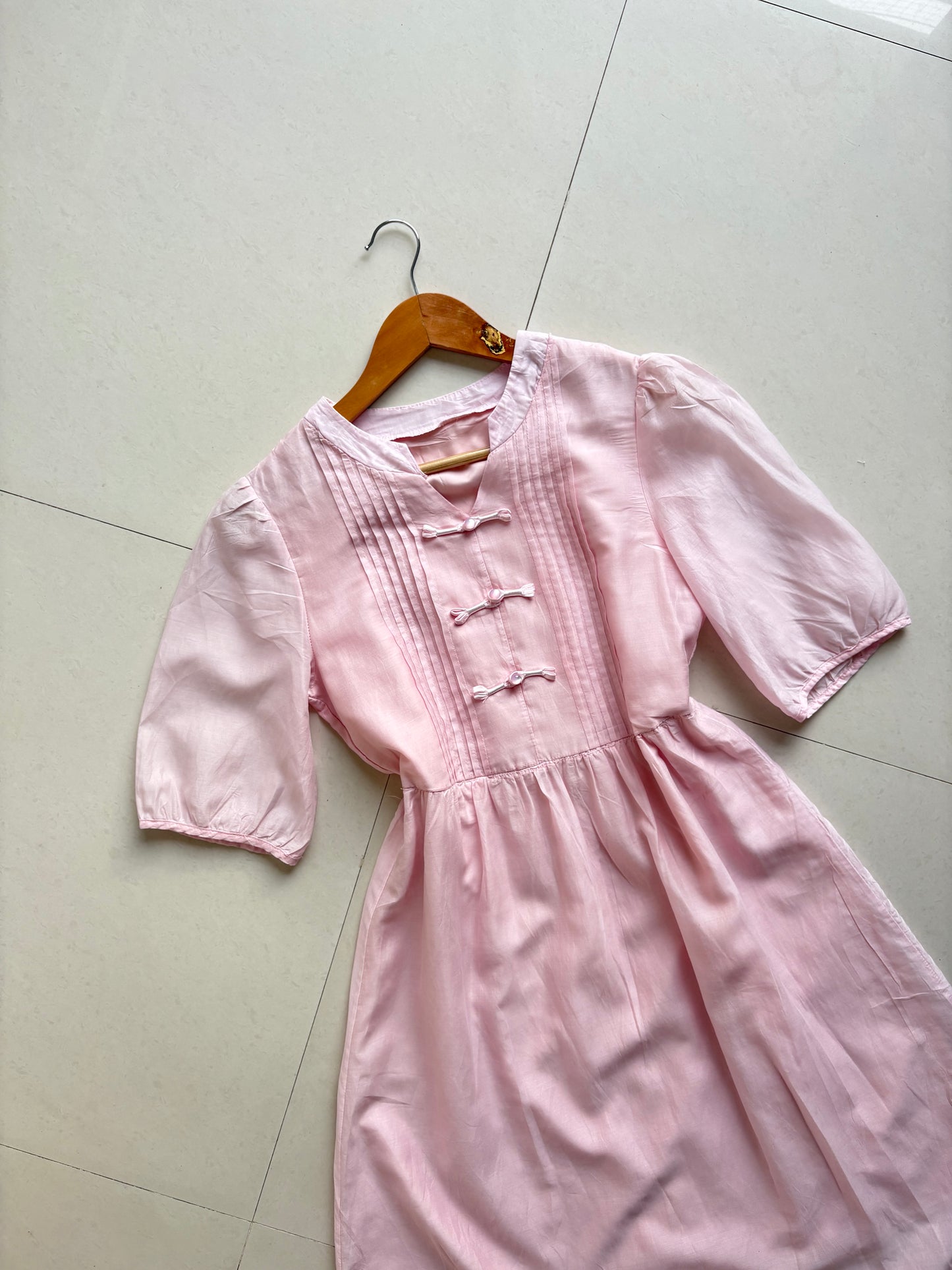 Pink mandarin collared A line dress