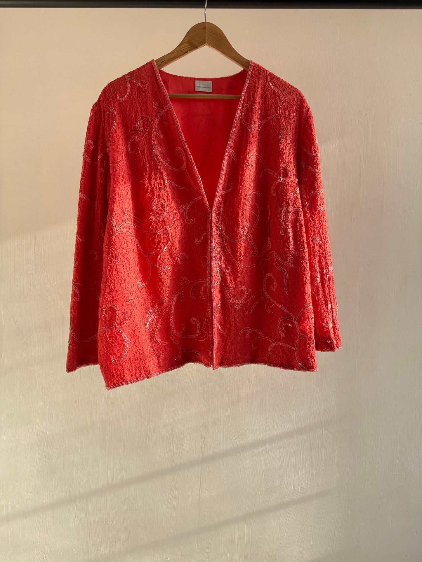 Vintage Red Textured Kimono Jacket