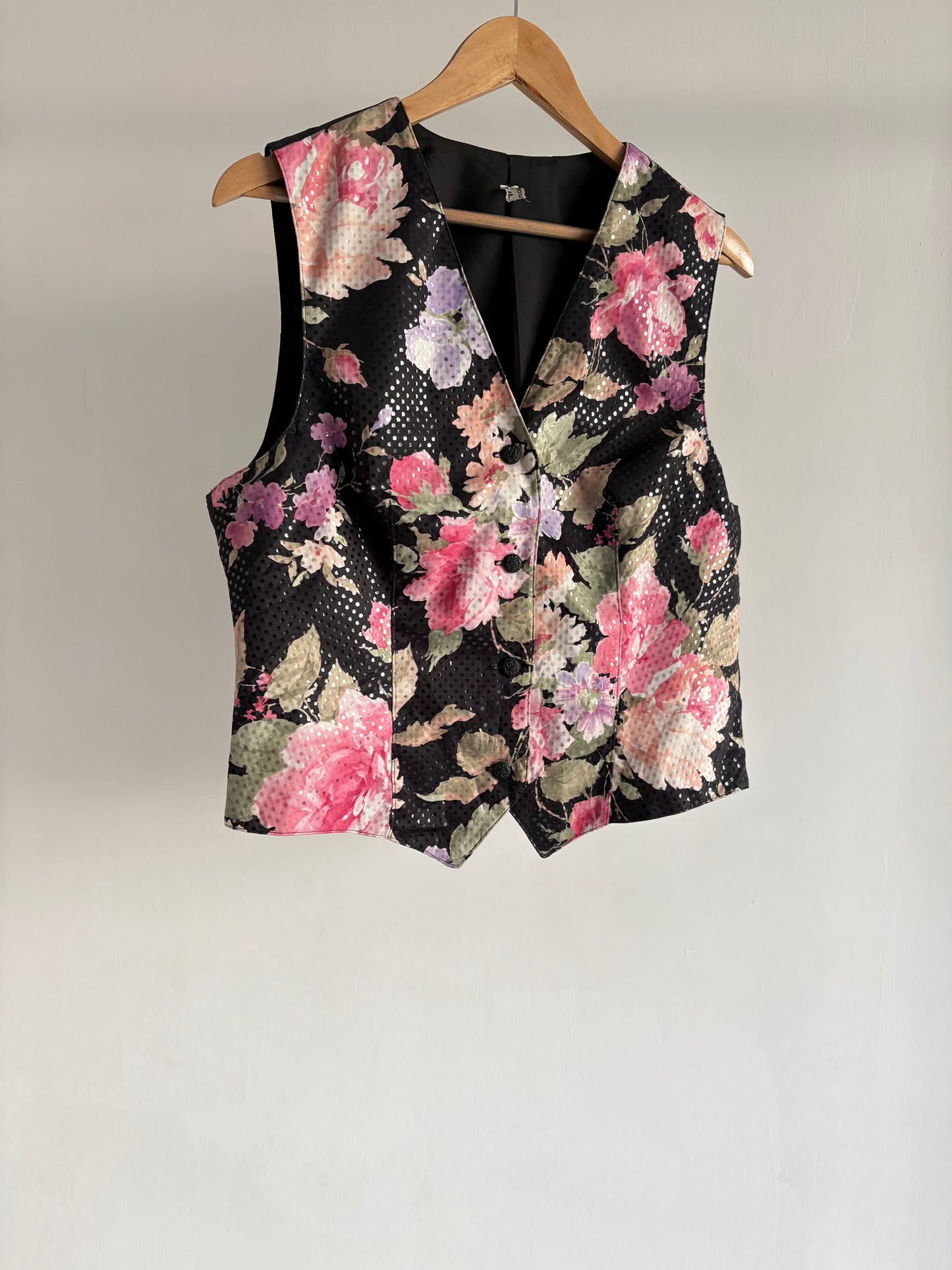 Floral Black Vest