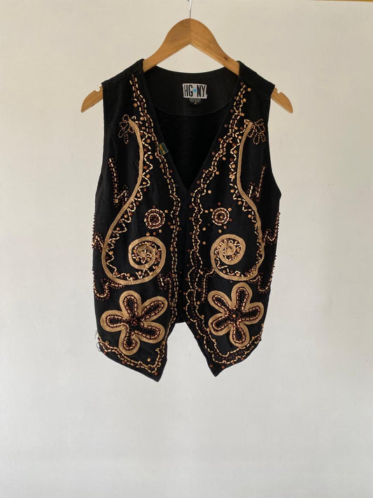 Beaded black waistcoat