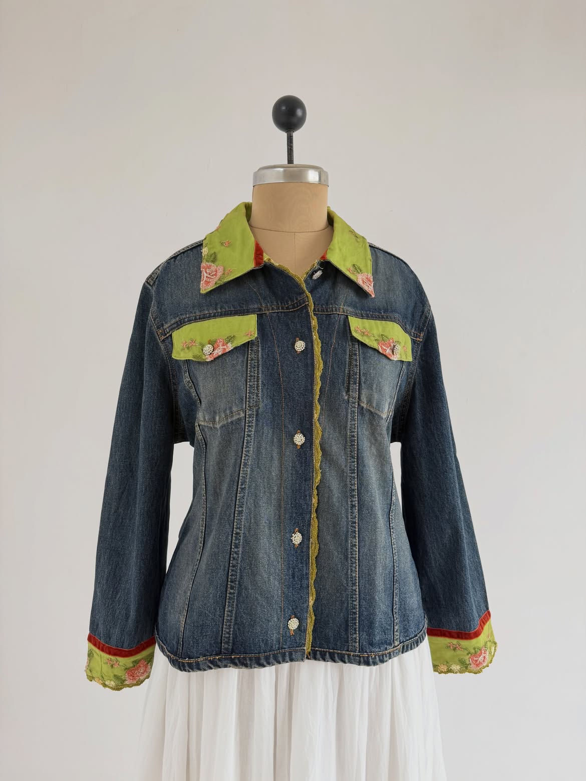 Denim Green Collar Jacket