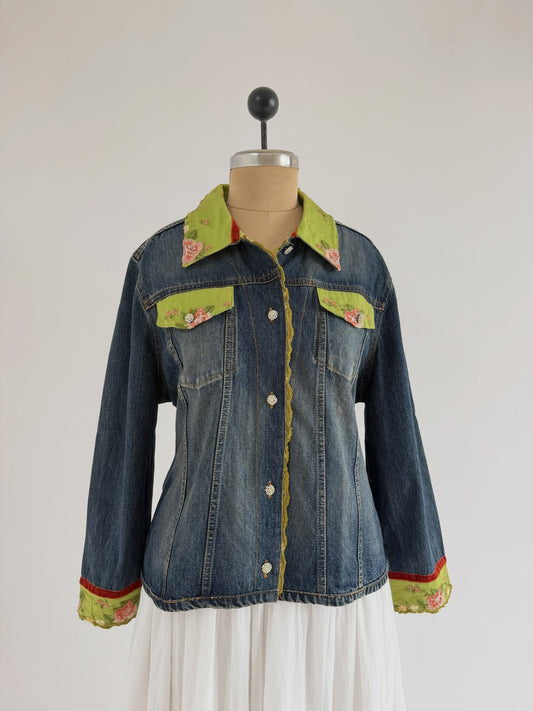 Denim Green Collar Jacket