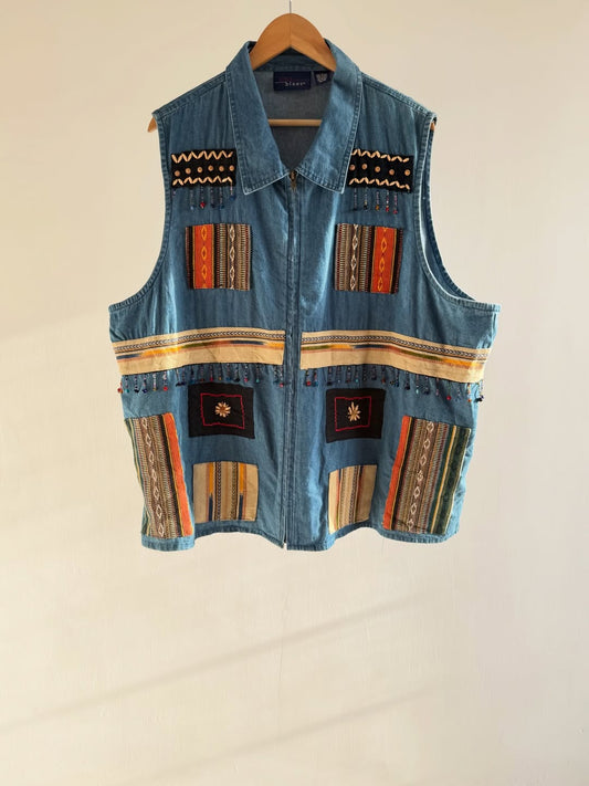 Denim Embroidered Vest