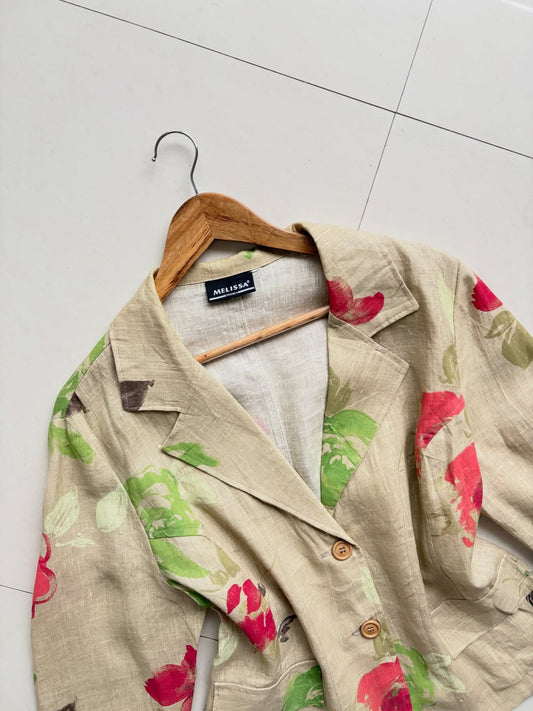 Floral Painted Beige Blazer
