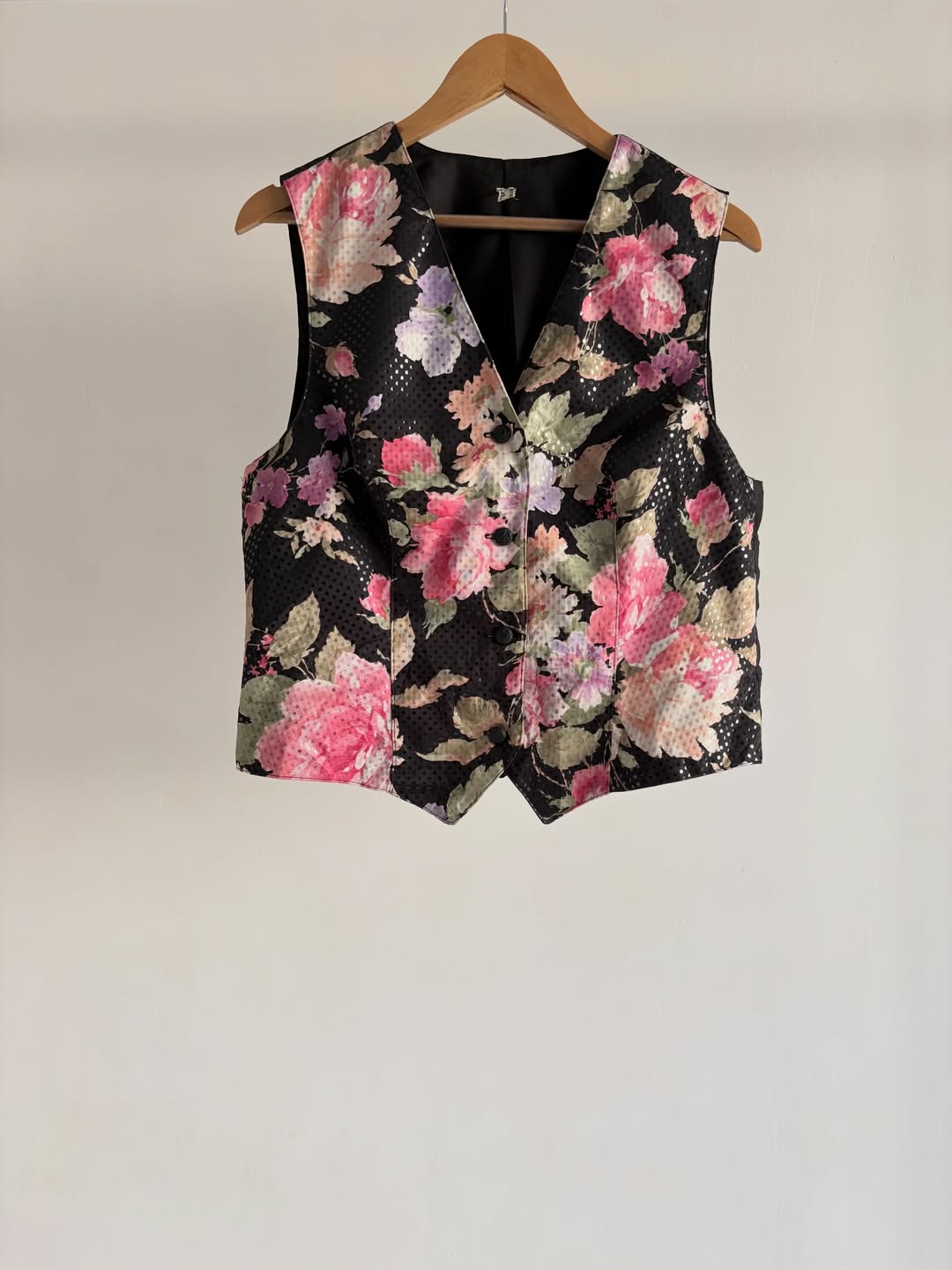 Floral Black Vest
