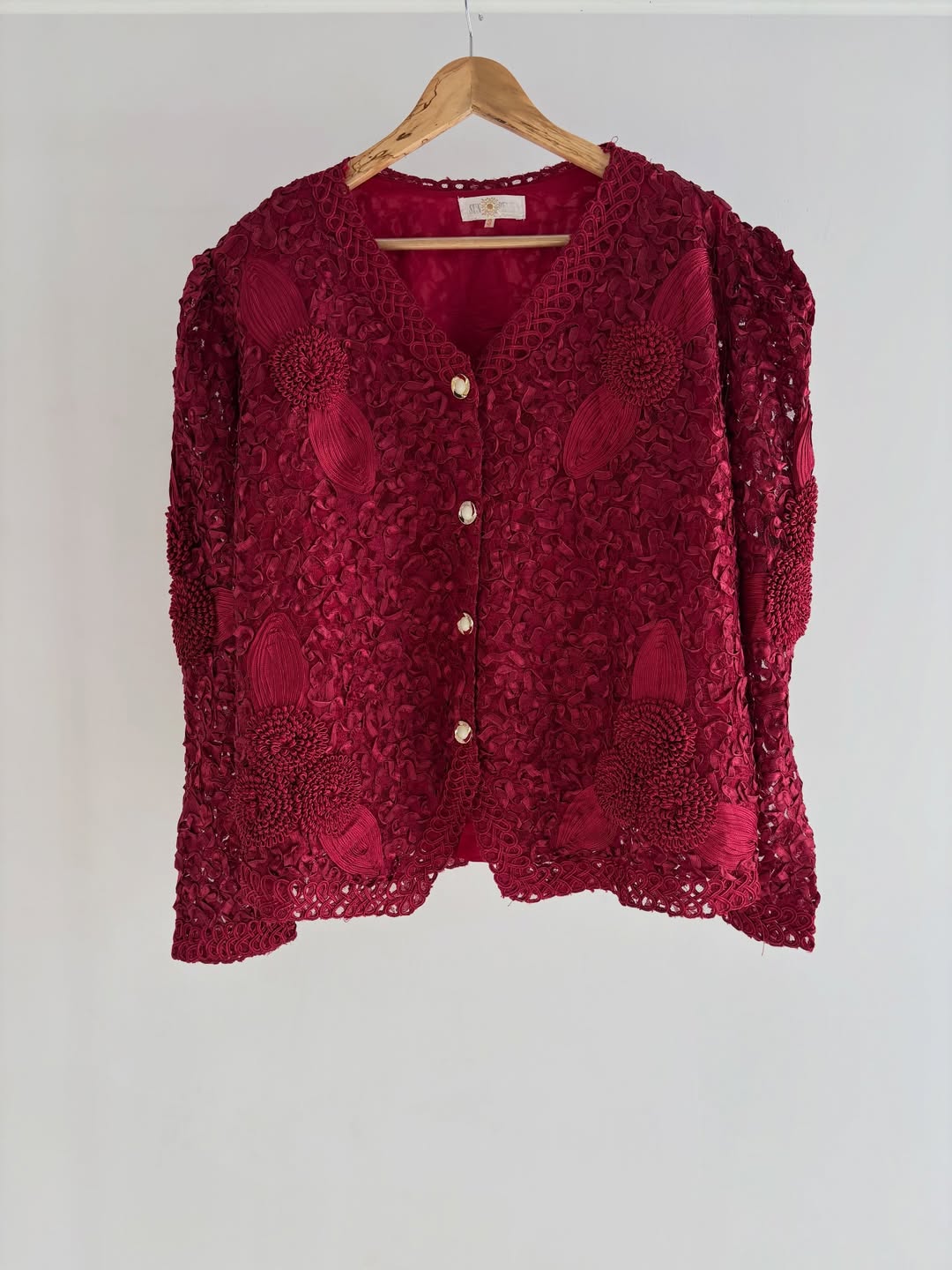 Floral Embroidered Maroon Jacket