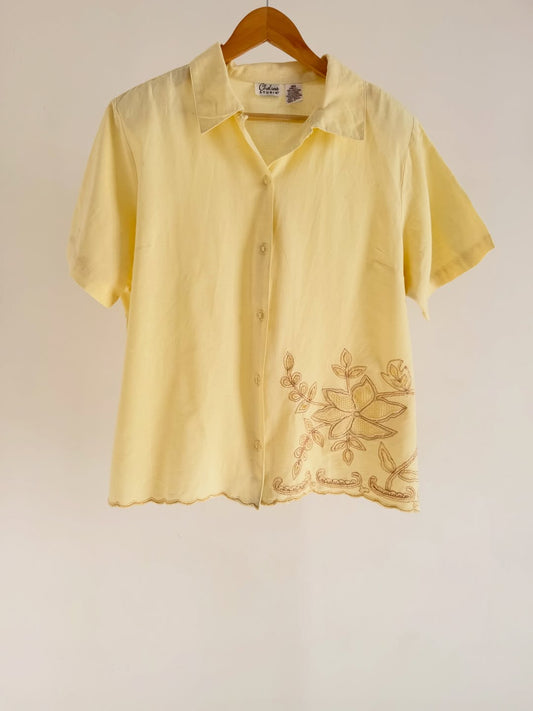 Yellow Linen Embroidered Shirt