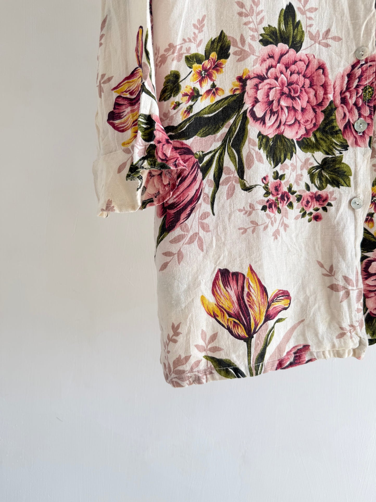 Floral Button Down Linen Top