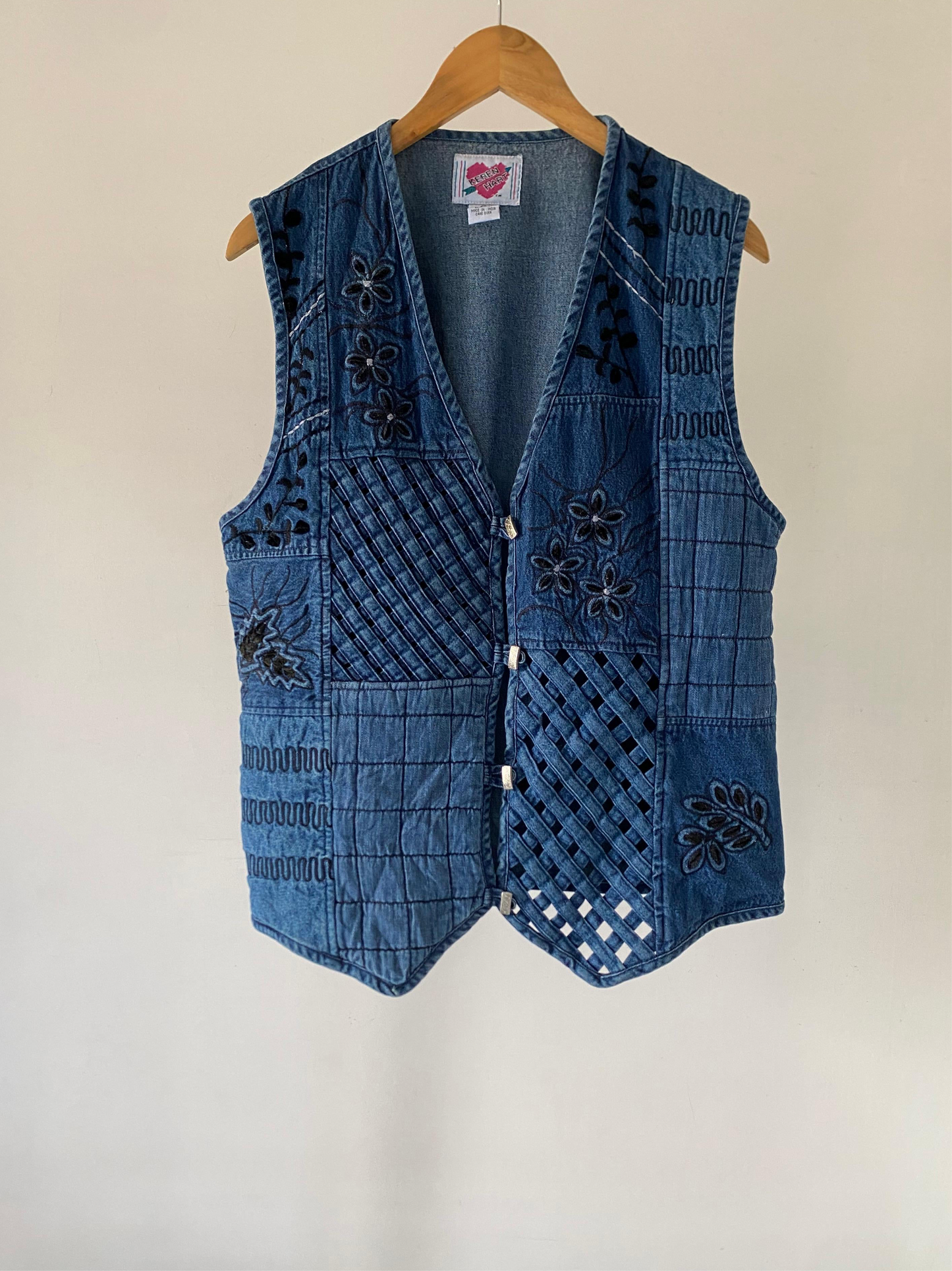 Braided denim vest
