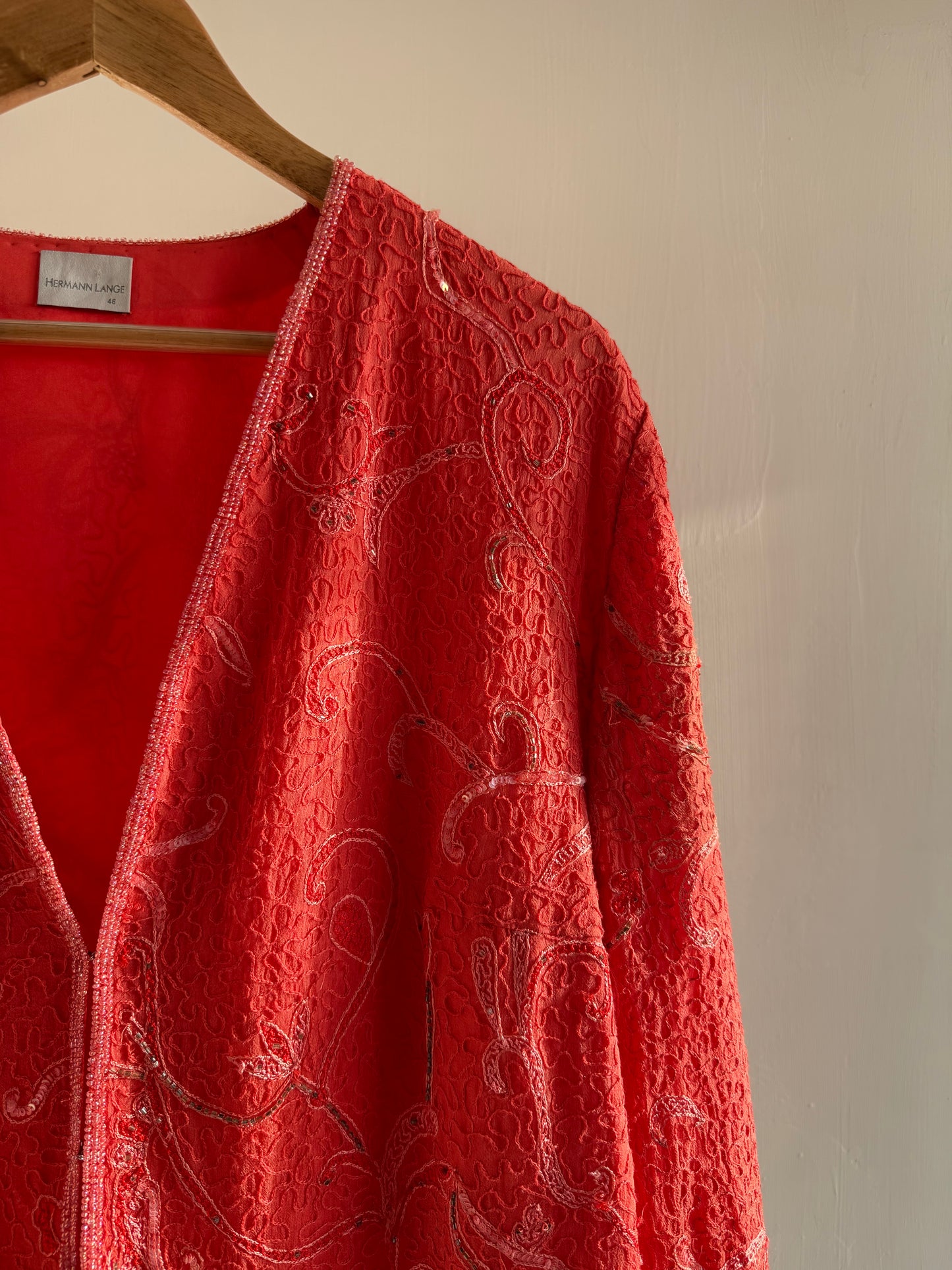 Vintage Red Textured Kimono Jacket