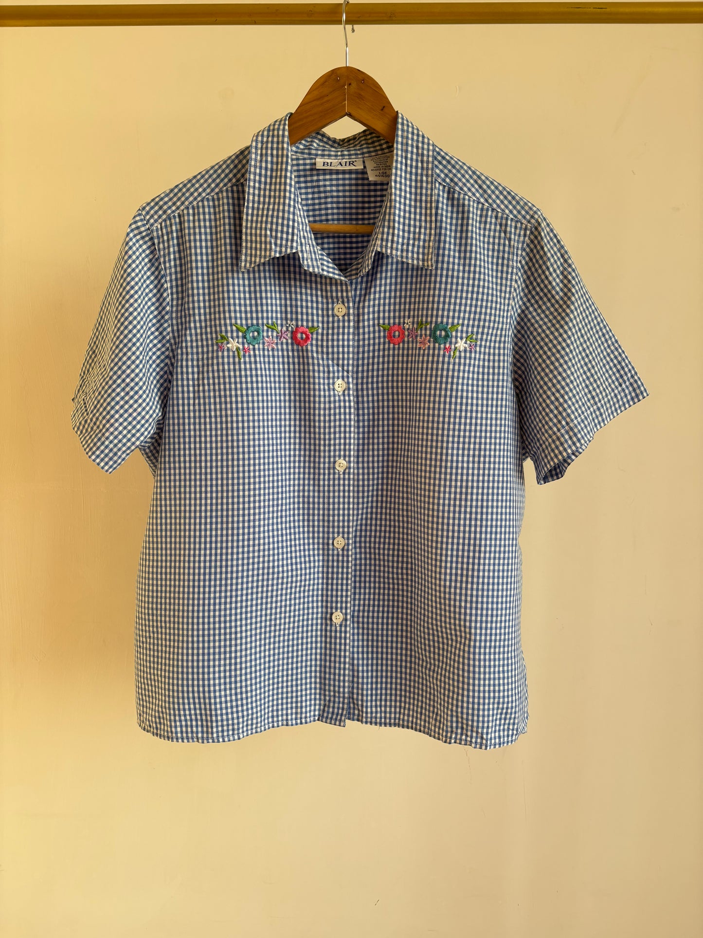 Blue Embroidered Checkered Shirt