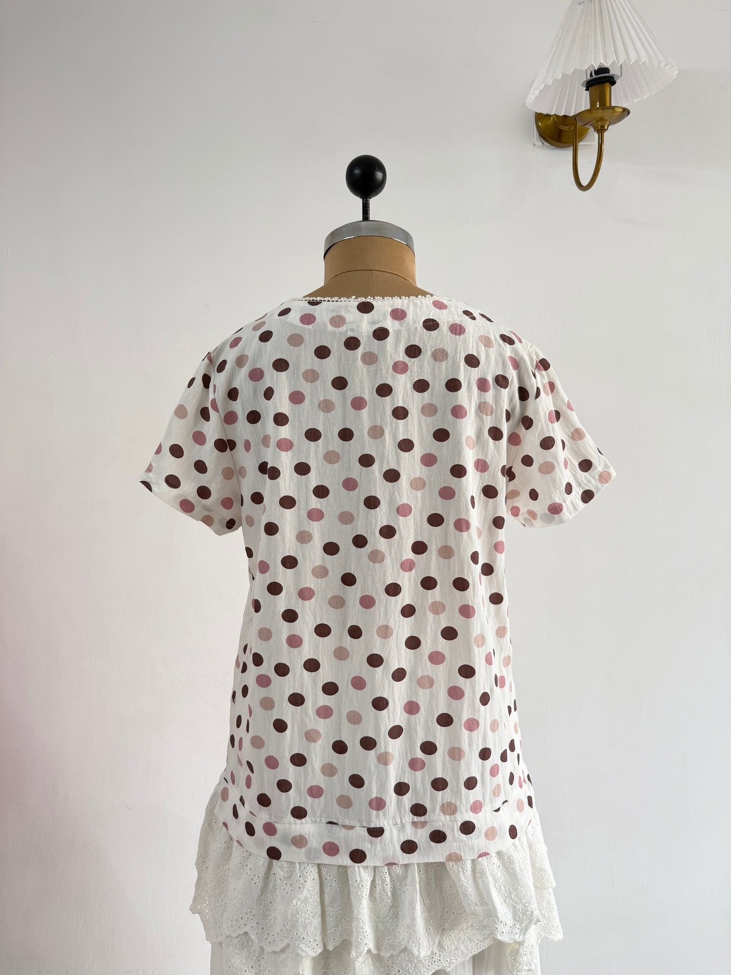 White Polka Dot Top