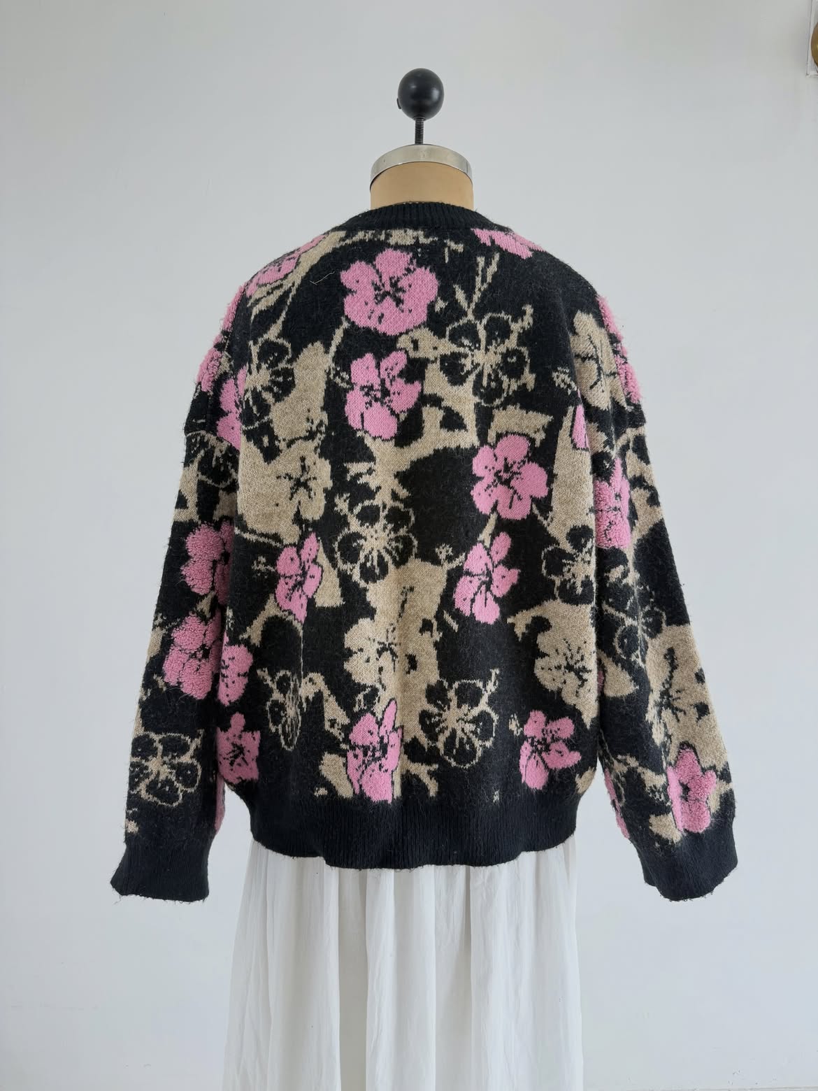 Black Pink Floral Sweater