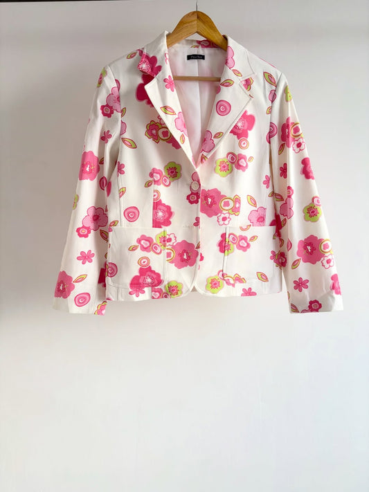 Floral pink & white Printed blazer