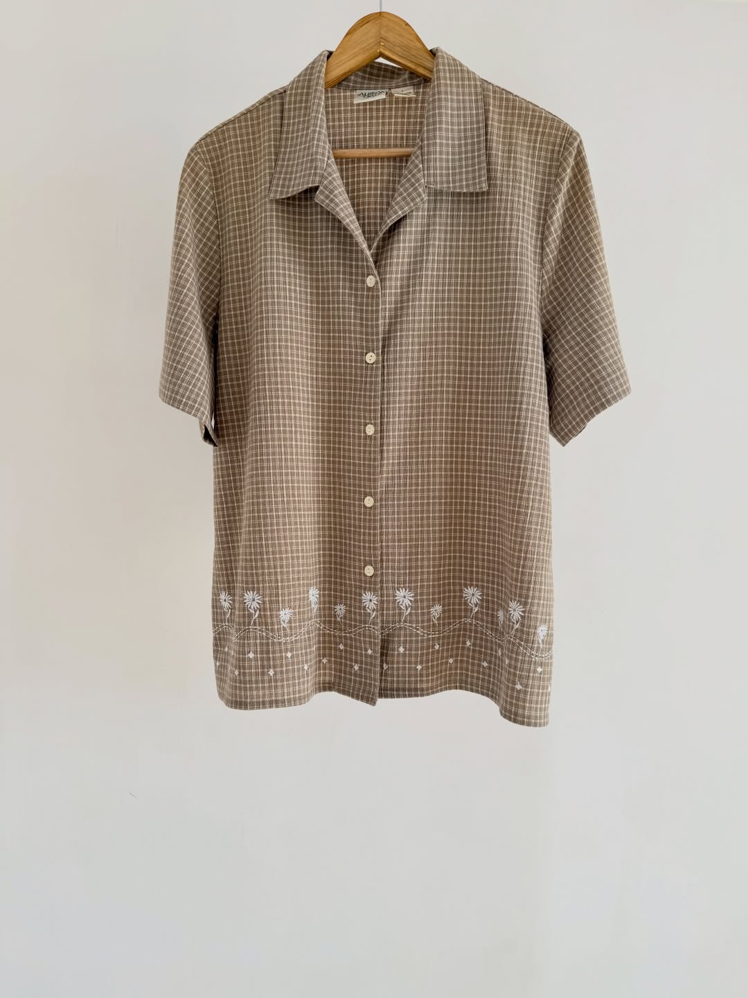 Brown Floral Embroidered Shirt