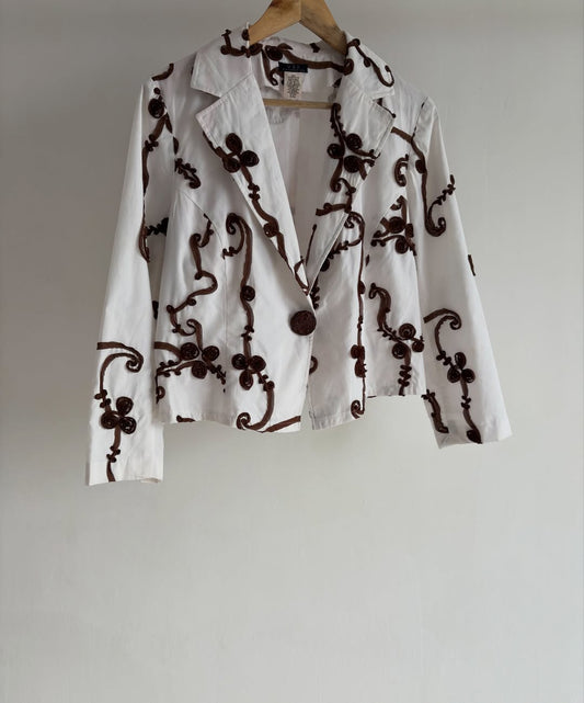 White and brown blazer