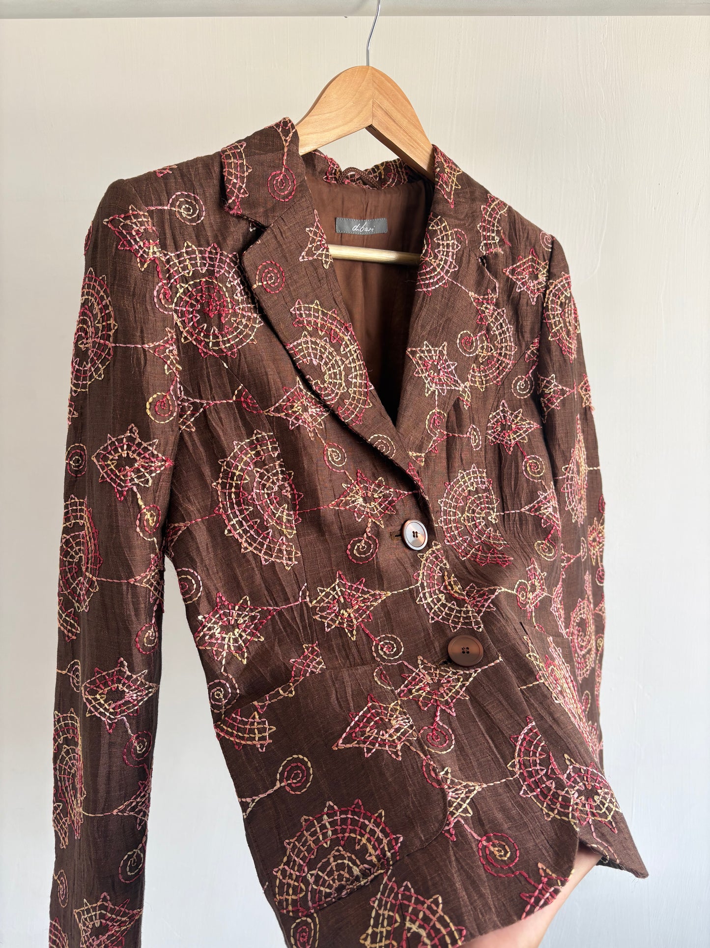 Brown Embroidered Blazer