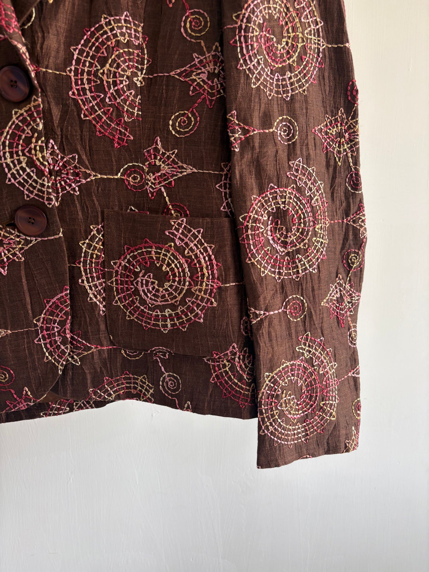 Brown Embroidered Blazer