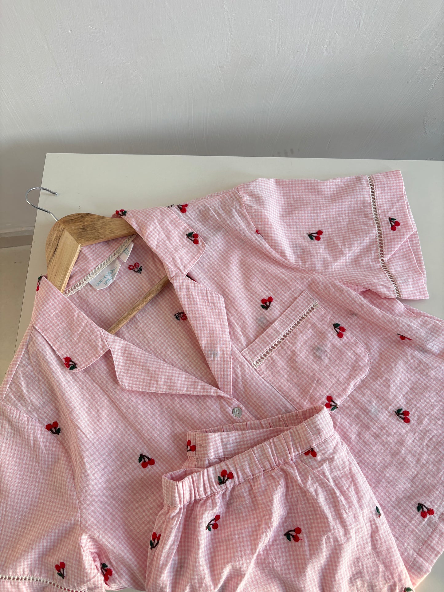 Cherry embroidered nightsuit