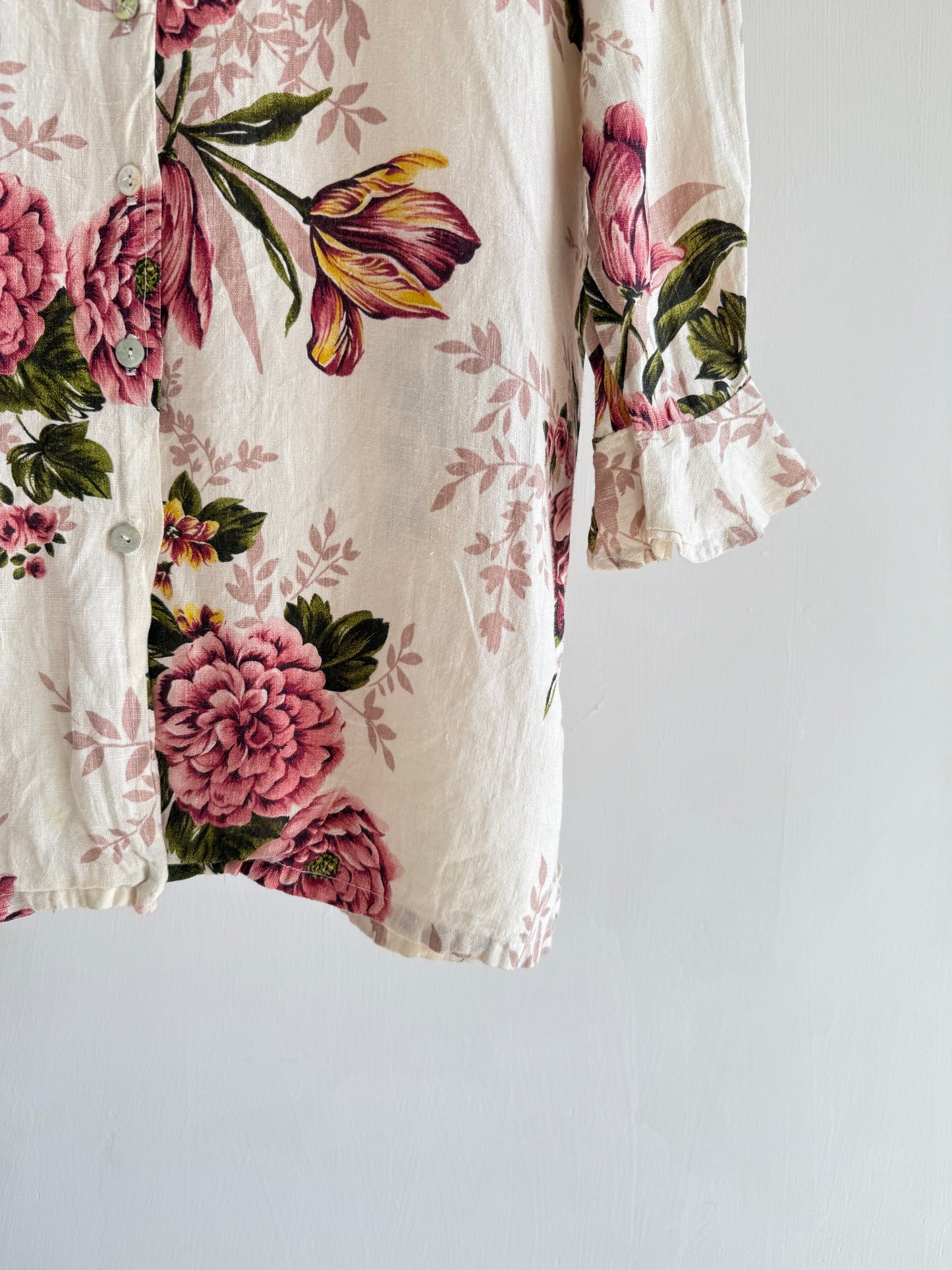 Floral Button Down Linen Top