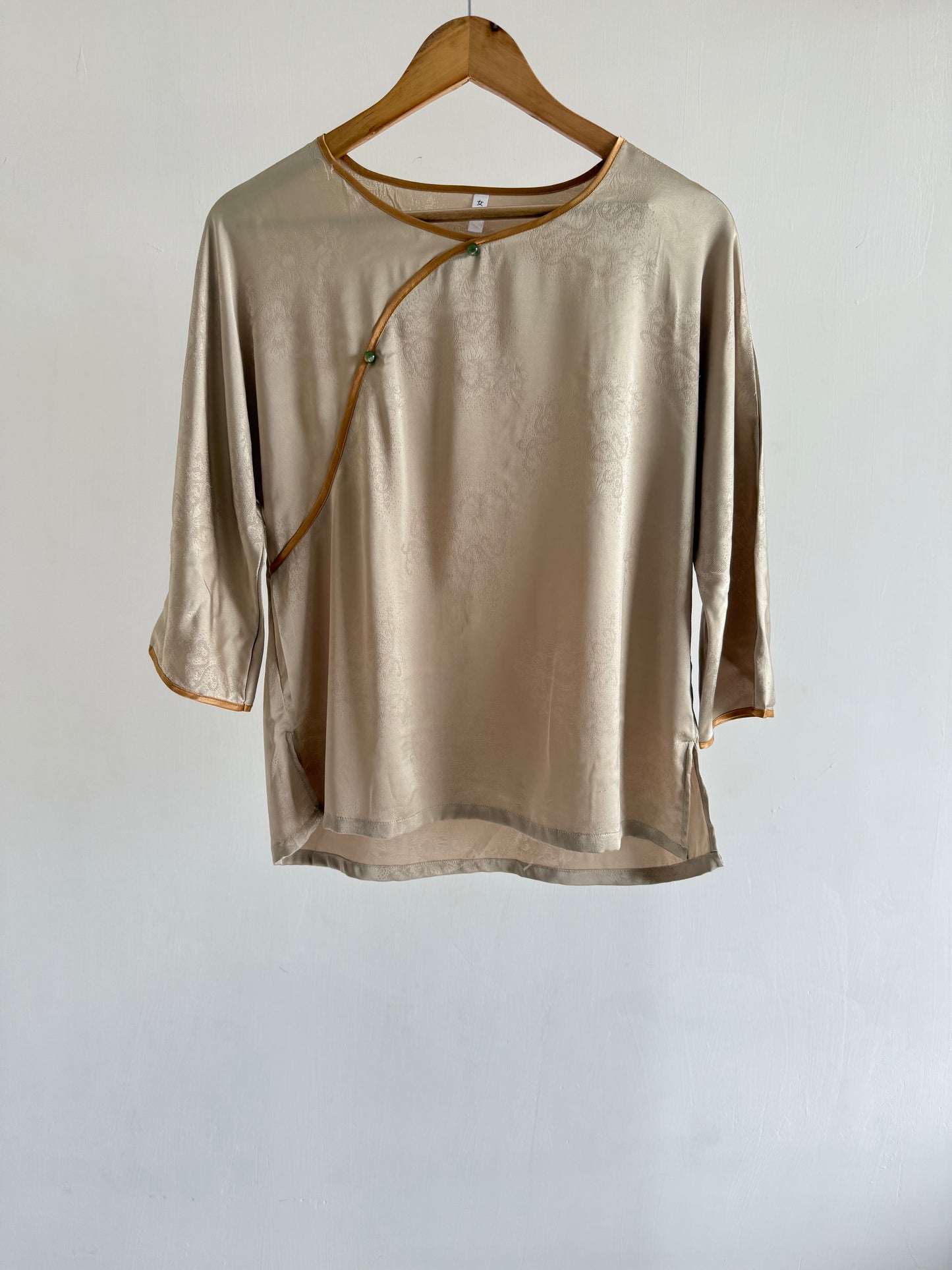 Beige silk brocade top