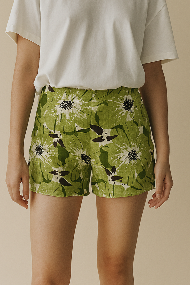 Green Flowers Shorts