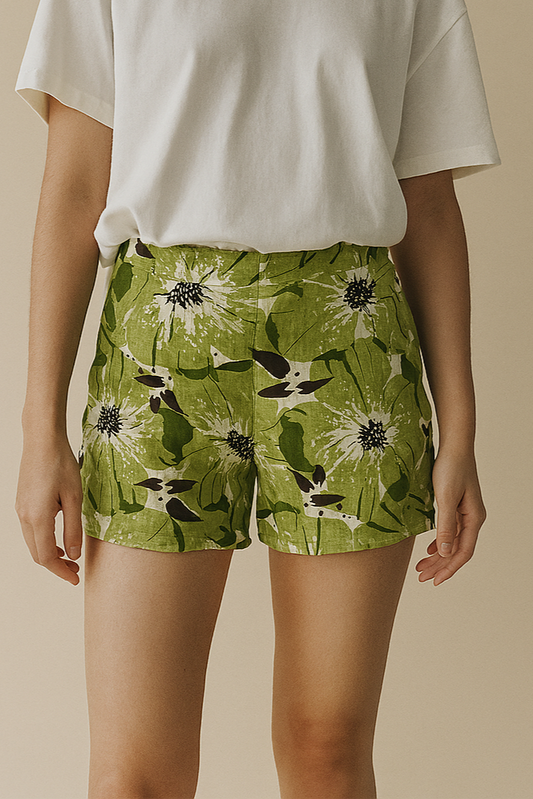 Green Flowers Shorts
