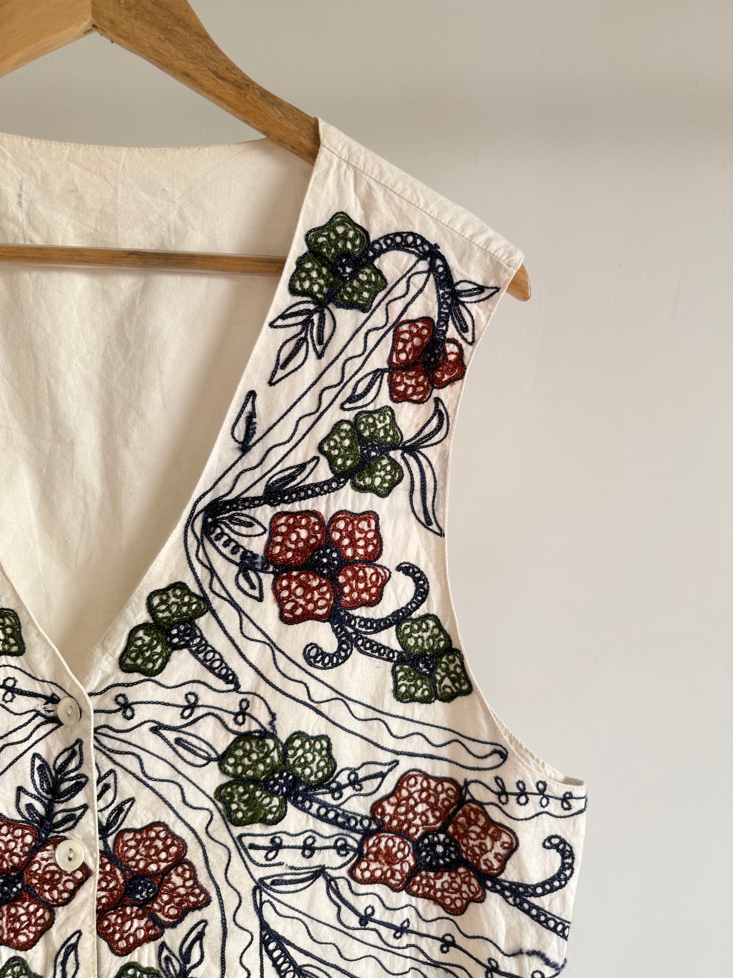 White Embroidered Vest