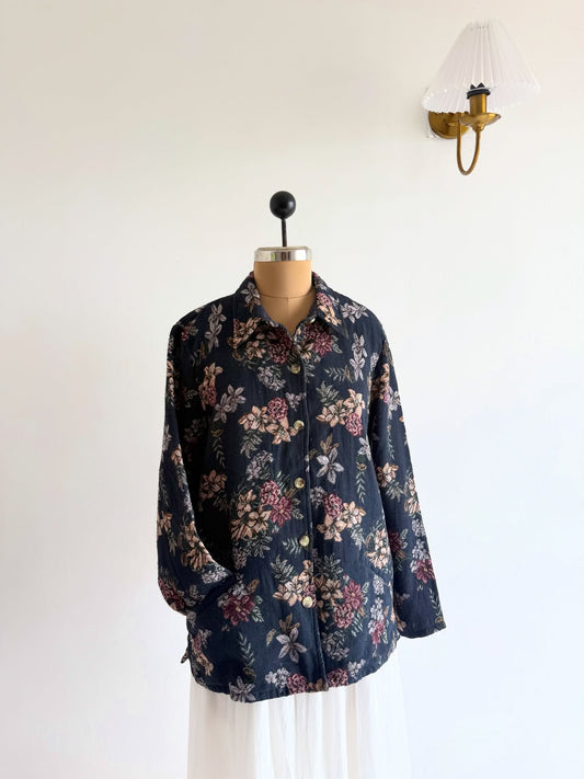 Navy Floral Tapestry Jacket