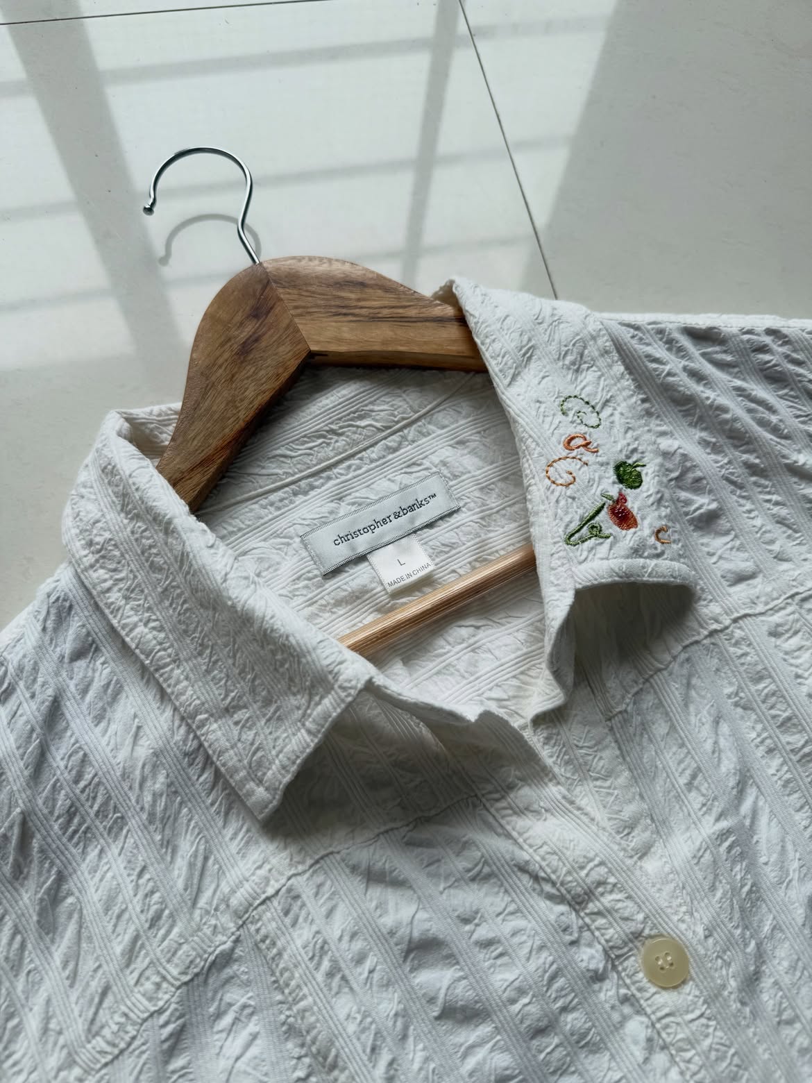 Ivory Embroidered Ruffled Shirt