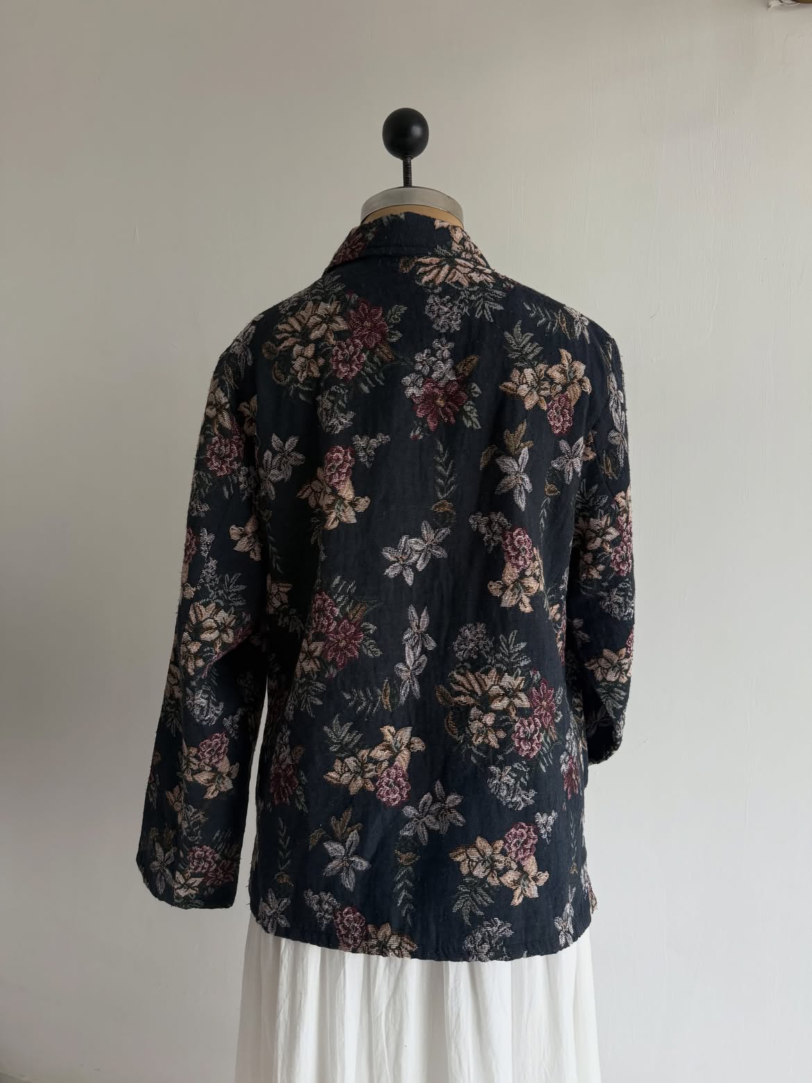 Navy Floral Tapestry Jacket