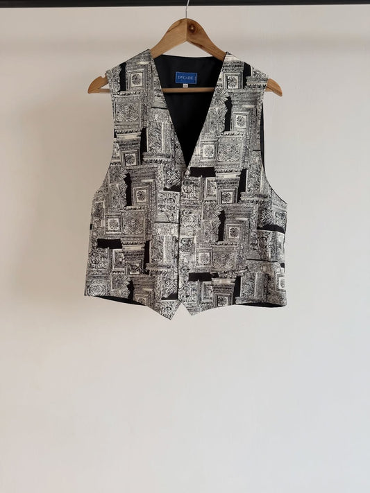 Printed Vintage Vest (B&W)