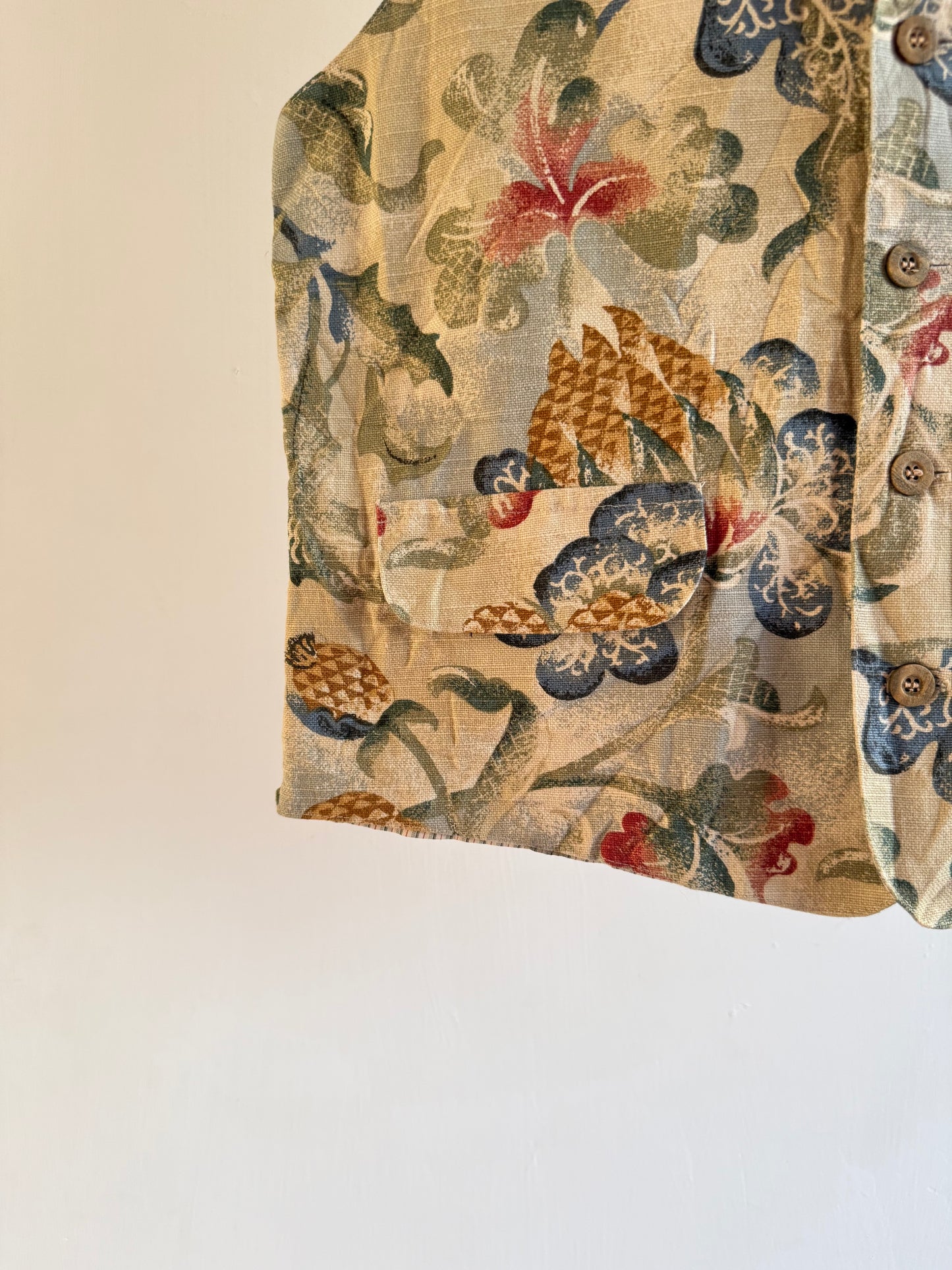 Beige Floral Printed Vest