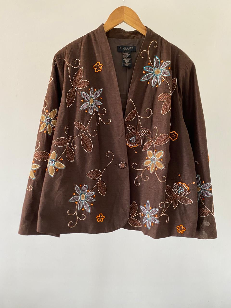 Embroidered Brown Silk Jacket