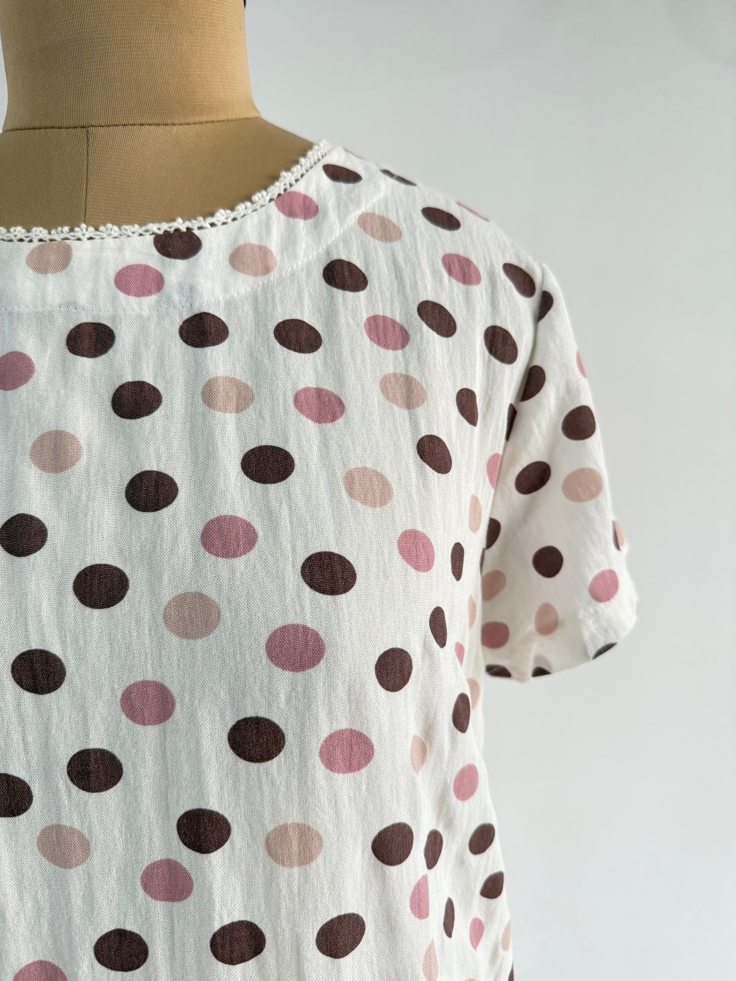 White Polka Dot Top
