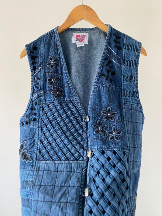 Braided denim vest