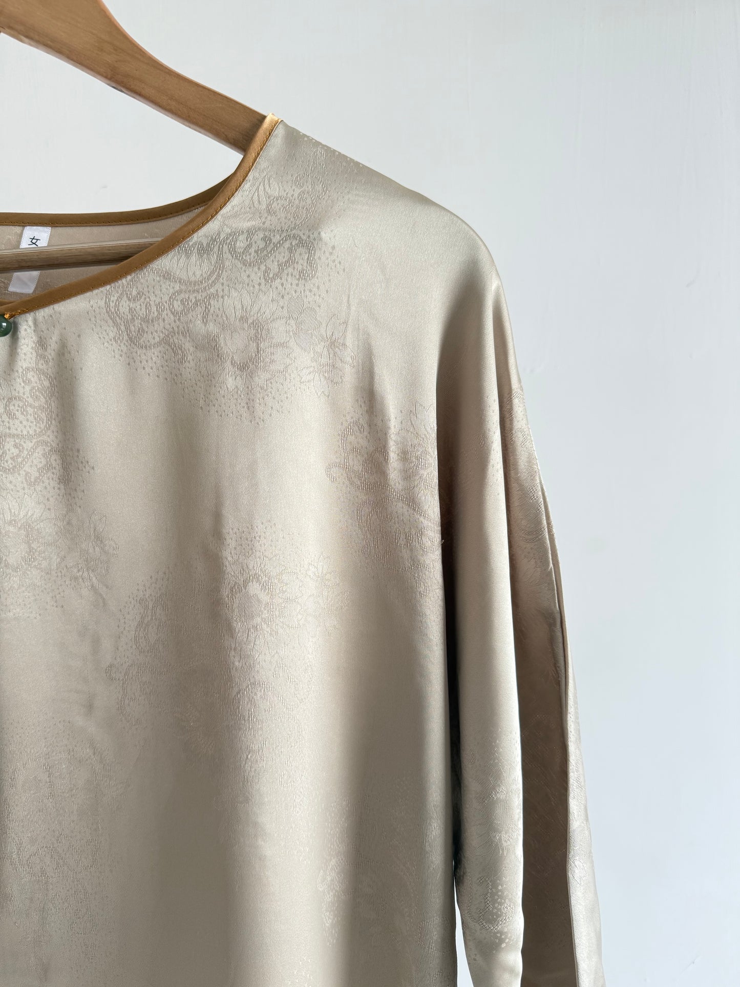 Beige silk brocade top