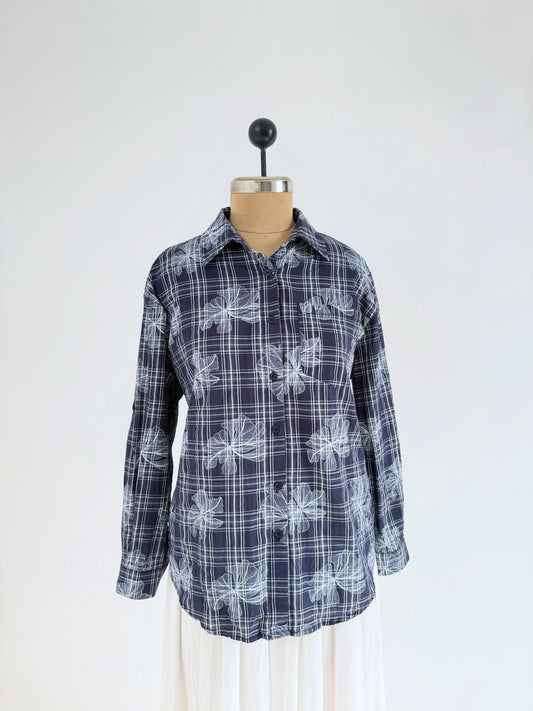 Navy Floral Printed Shirt