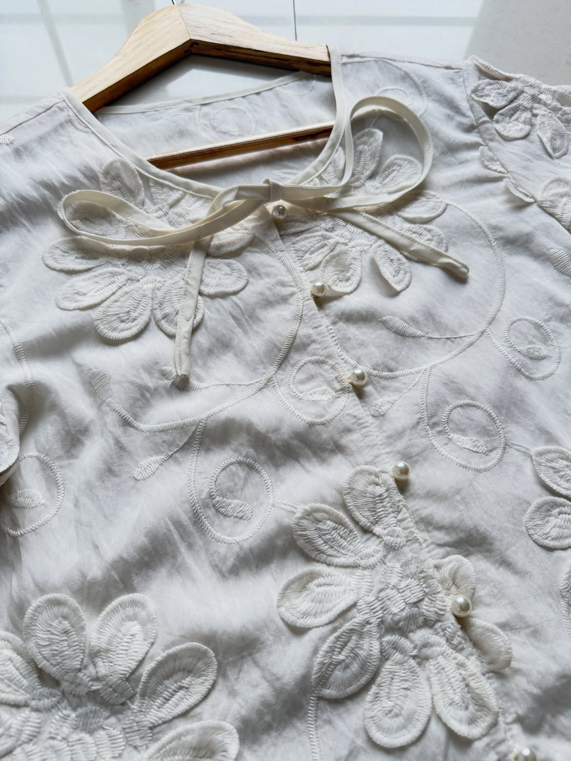 White Floral Embroidered Top