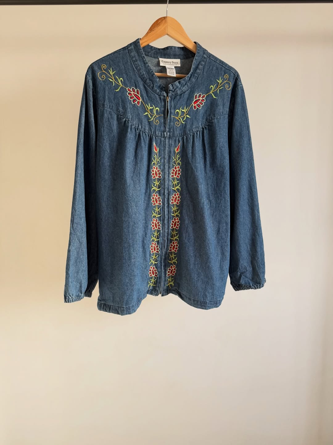 Blue Embroidered Denim Shirt
