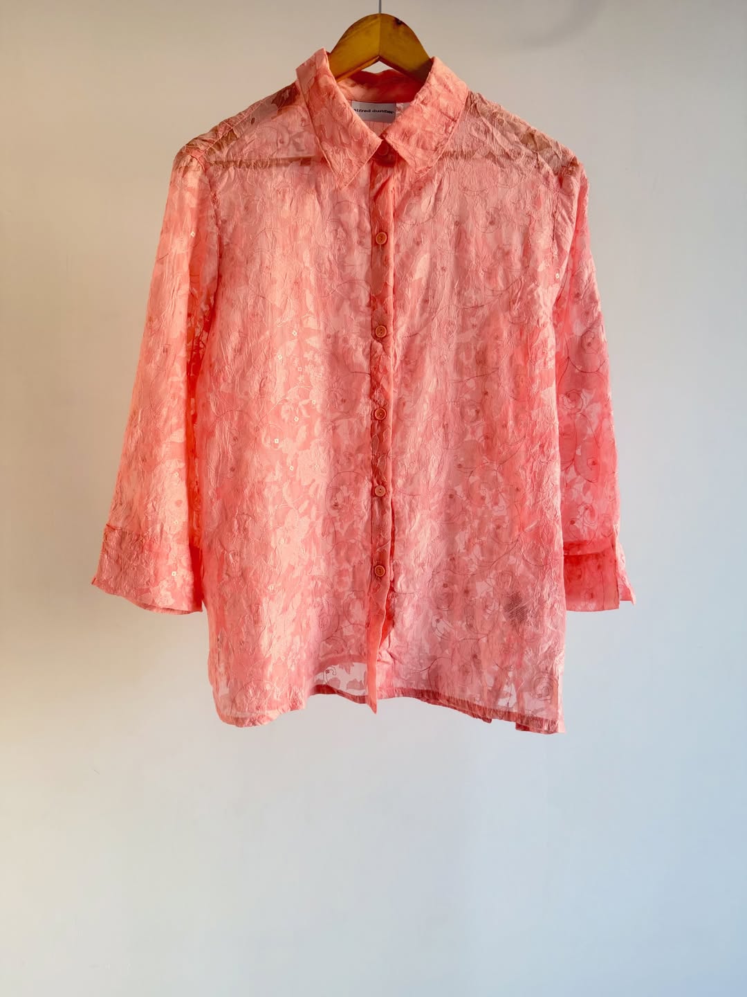 Peach Floral Embossed Shirt
