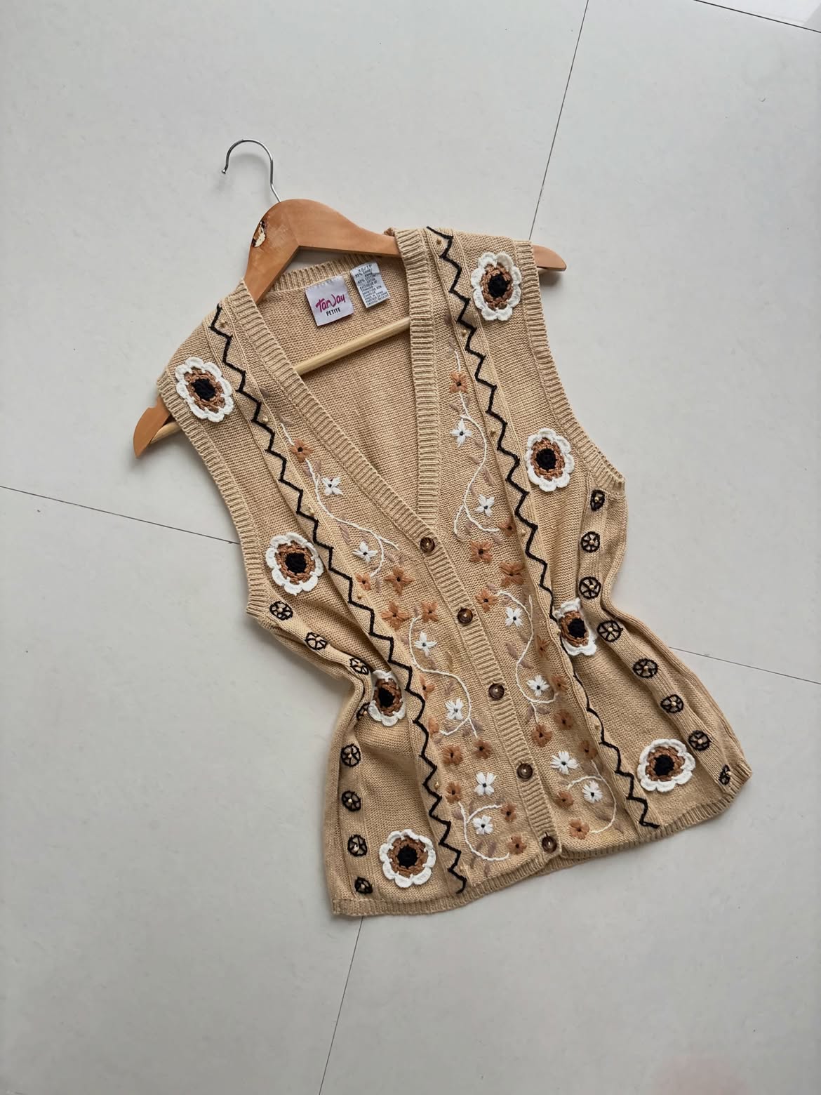 Beige Embroidered Half Cardigan