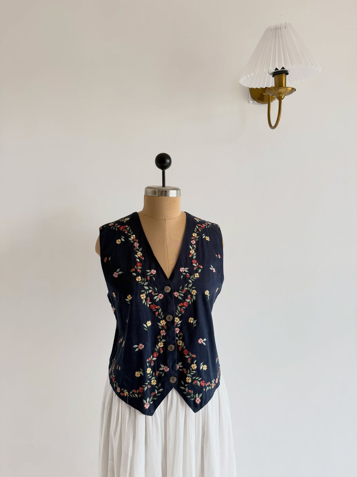 Embroidered Navy Blue Half Vest
